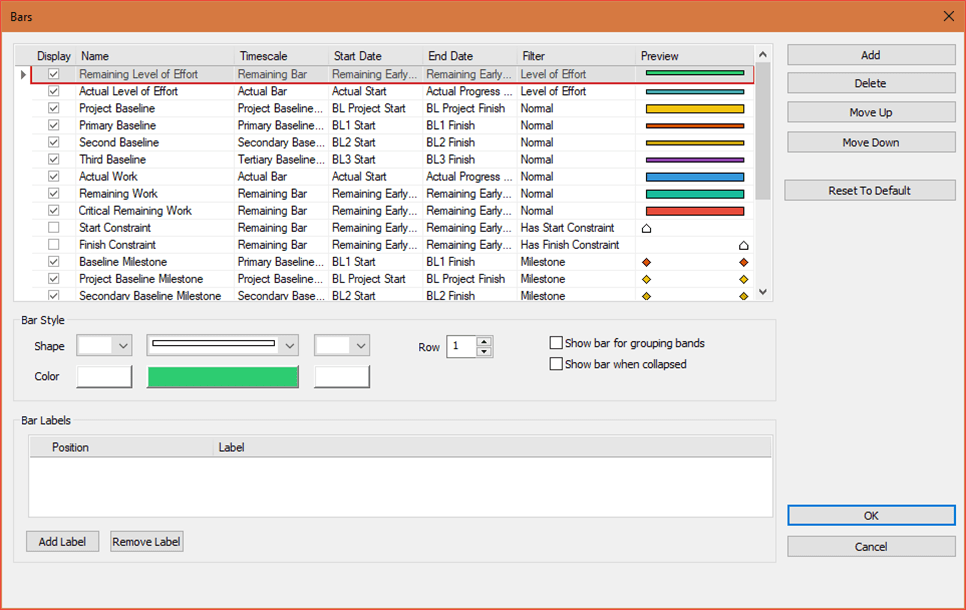 Bar customization