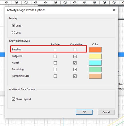 Baseline in Activity Usage Profile in ScheduleReader