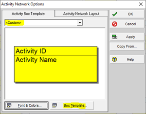 Box template in Primavera P6