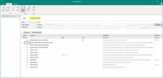 Completed sign in ScheduleCleaner