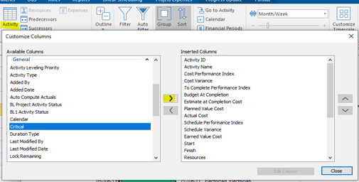 Inserted column box in ScheduleReader
