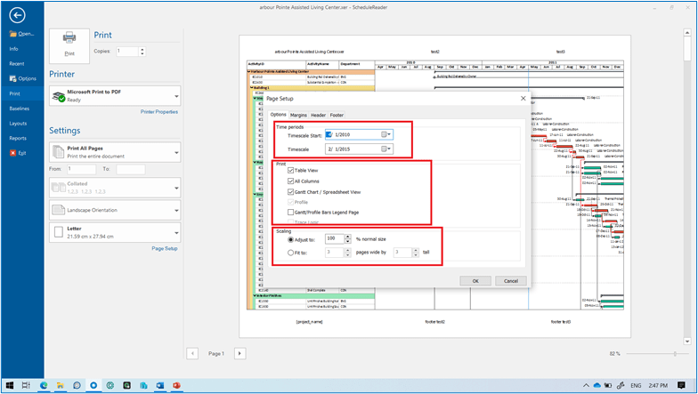 Save print settings in ScheduleReader