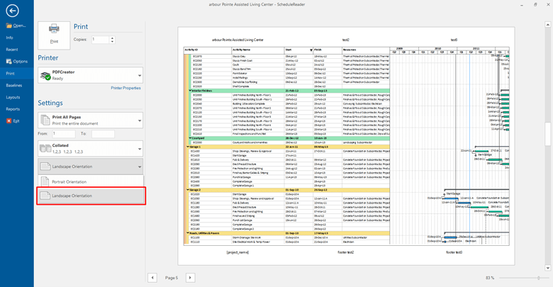 Landscape Orientation in ScheduleReader