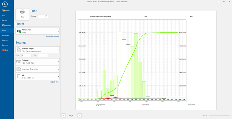 Print S curve in ScheduleReader