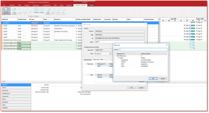 ProgressUpdate add change resources