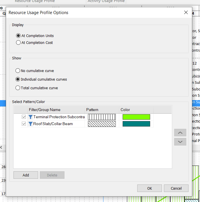 Resource Usage Profile Options for Stacked Histograms filters in ScheduleReader