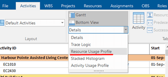 Resource Usage Profile in ScheduleReader
