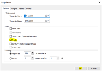 ScheduleReader print page setup