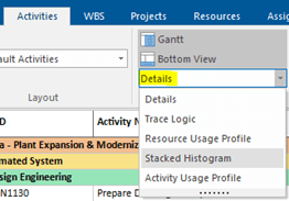 ScheduleReader stacked histogram menu