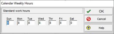 Calendar weekly hours in P6