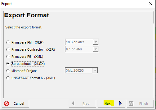 P6 export format