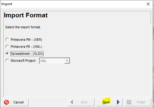 P6 import format