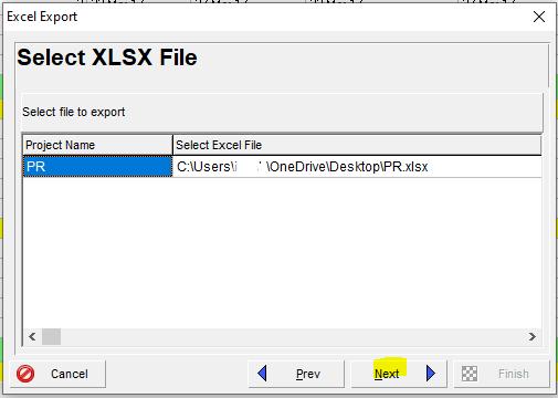 P6 select xlsx file