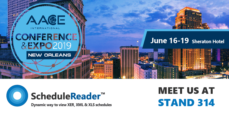 A poster for ScheduleReader at AACE Conference&Expo 2019 in New Orleans