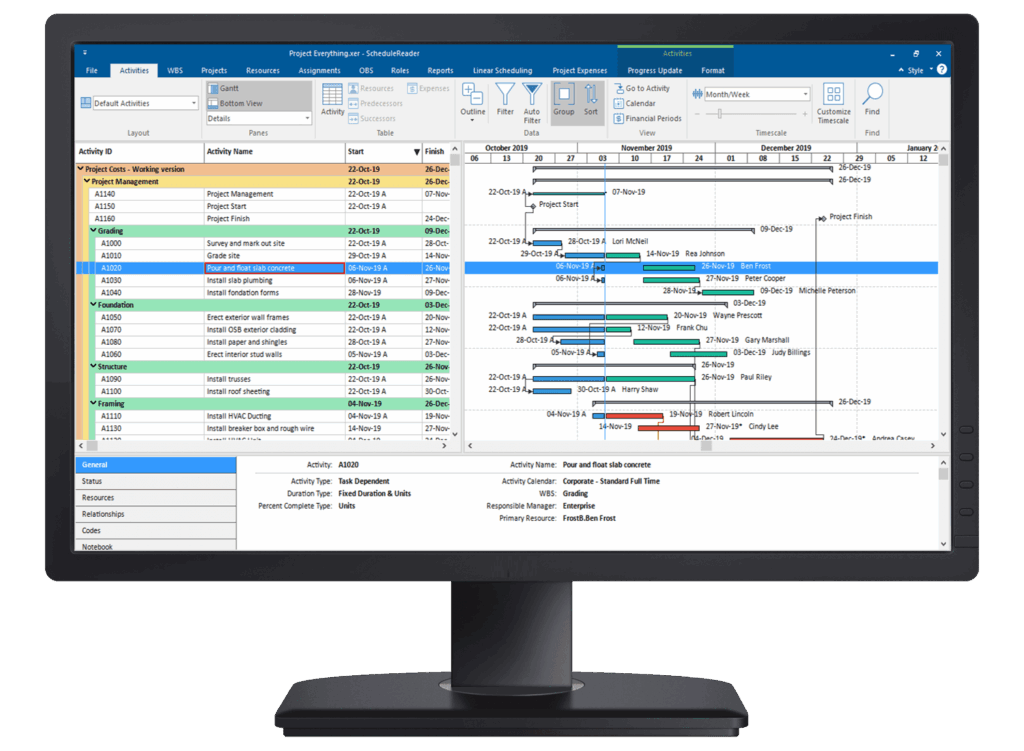 visualiser un fichier xer schedulereader stnd