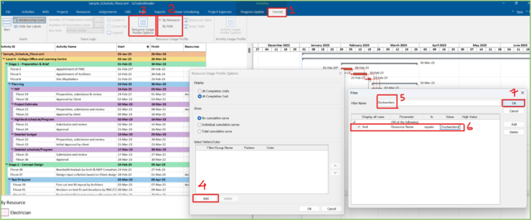 How to cost load and resource load a schedule in Primavera P6 19 Picture17 768x319 1 1
