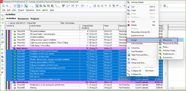 How to cost load and resource load a schedule in Primavera P6 10 Picture7 1