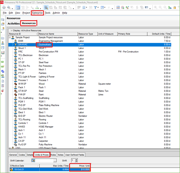 How to cost load and resource load a schedule in Primavera P6 11 Picture8 1