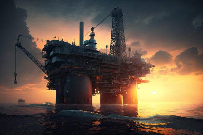 2024 Trends in Oil & Gas Project Management 5 oil platform ocean with sun setting it 650x433 1