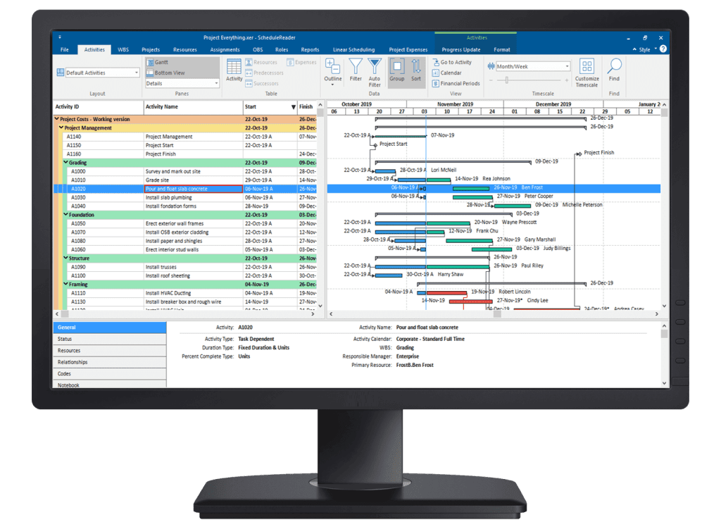 Benefits of Outsourcing Schedule Development in Construction Projects 5 schedule reader pm tool view xer plan 1024x751 1