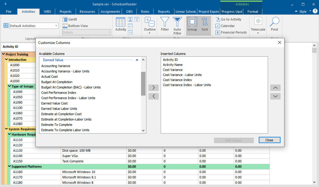 Features 7 Earned Value Analysis Now Available in ScheduleReader