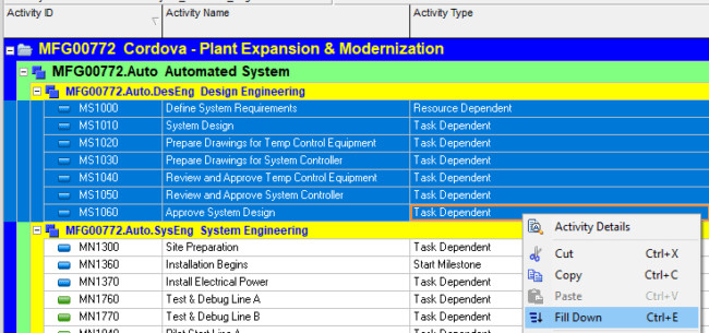 35 Primavera P6 Tips, Tricks and Shortcuts Schedulers Can't Do Without 14 fill down two 650x305 1