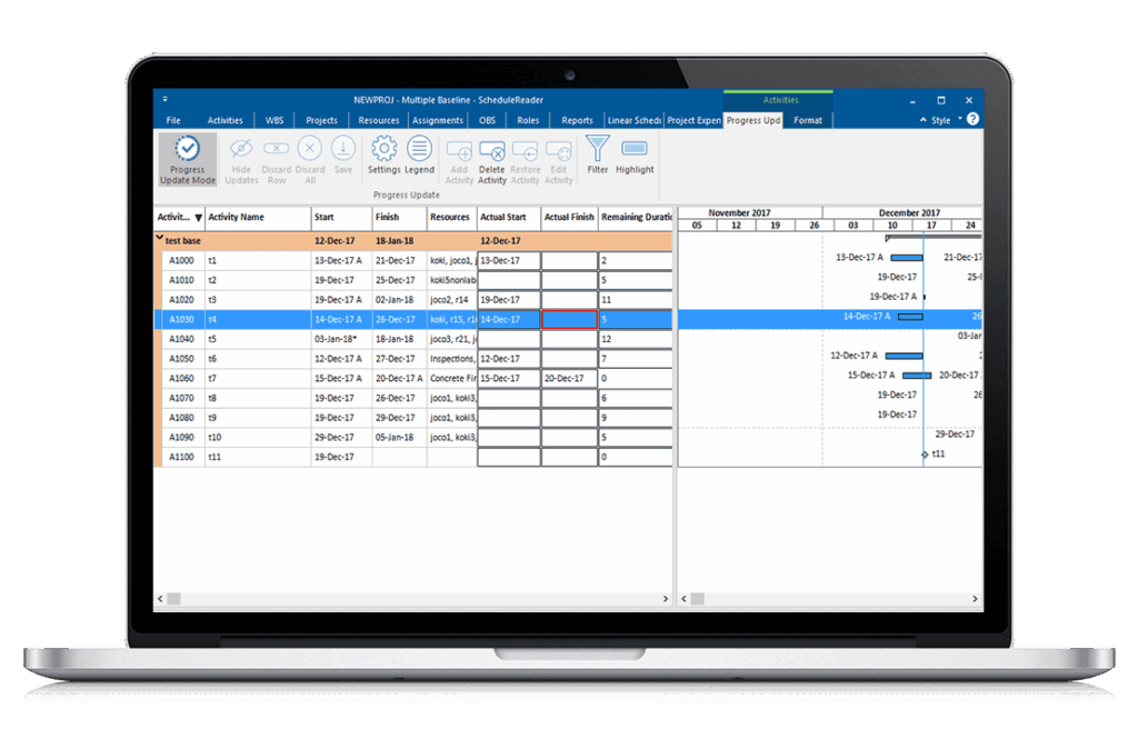Project Schedulers and Planners 12 progress update schedulereader
