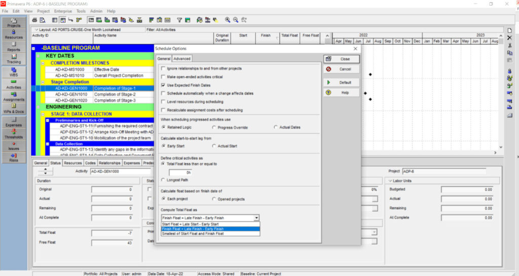 What is Negative Float and How to Adjust It in Primavera P6 8 total float window 2 min