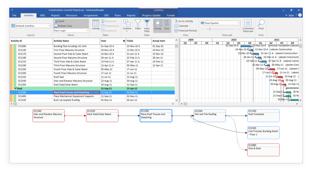 How to Open XER File 14 trace logic in schedule reader copy