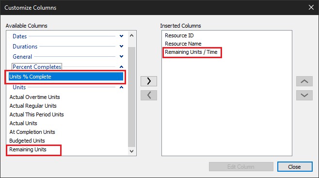 How to insert Progress Updates in ScheduleReader? 12 Customize columns in Resources table
