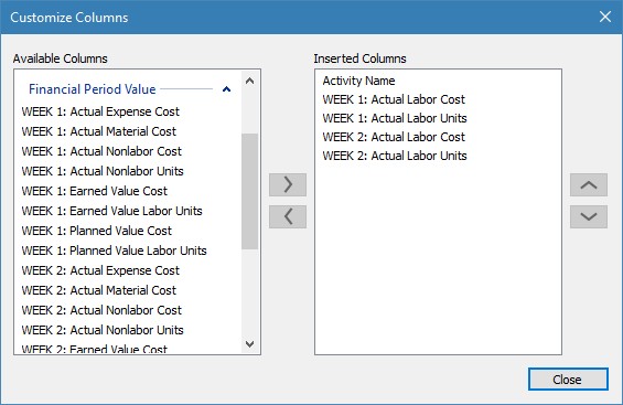 Financial Periods Insert Columns