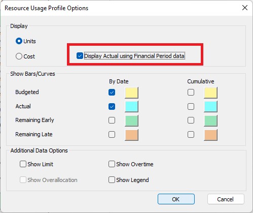 Financial Periods Options dialog