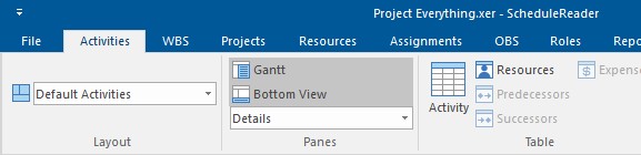 How to insert Progress Updates in ScheduleReader? 11 Resource optin in Activity ribbon