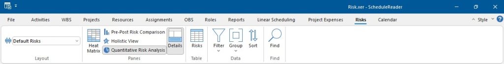 How to view project Risks? 5 Risk ribbon