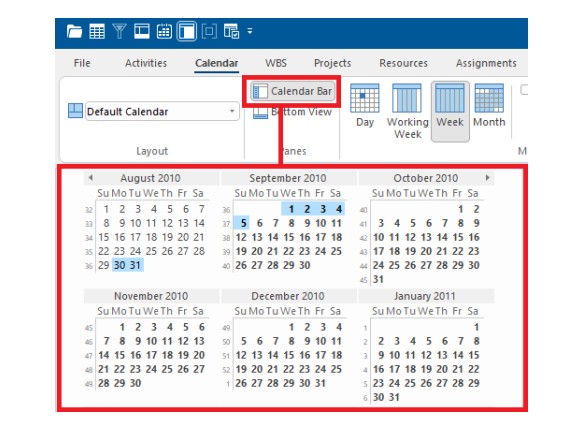How to view activities in Calendar View? 6 calendar bar